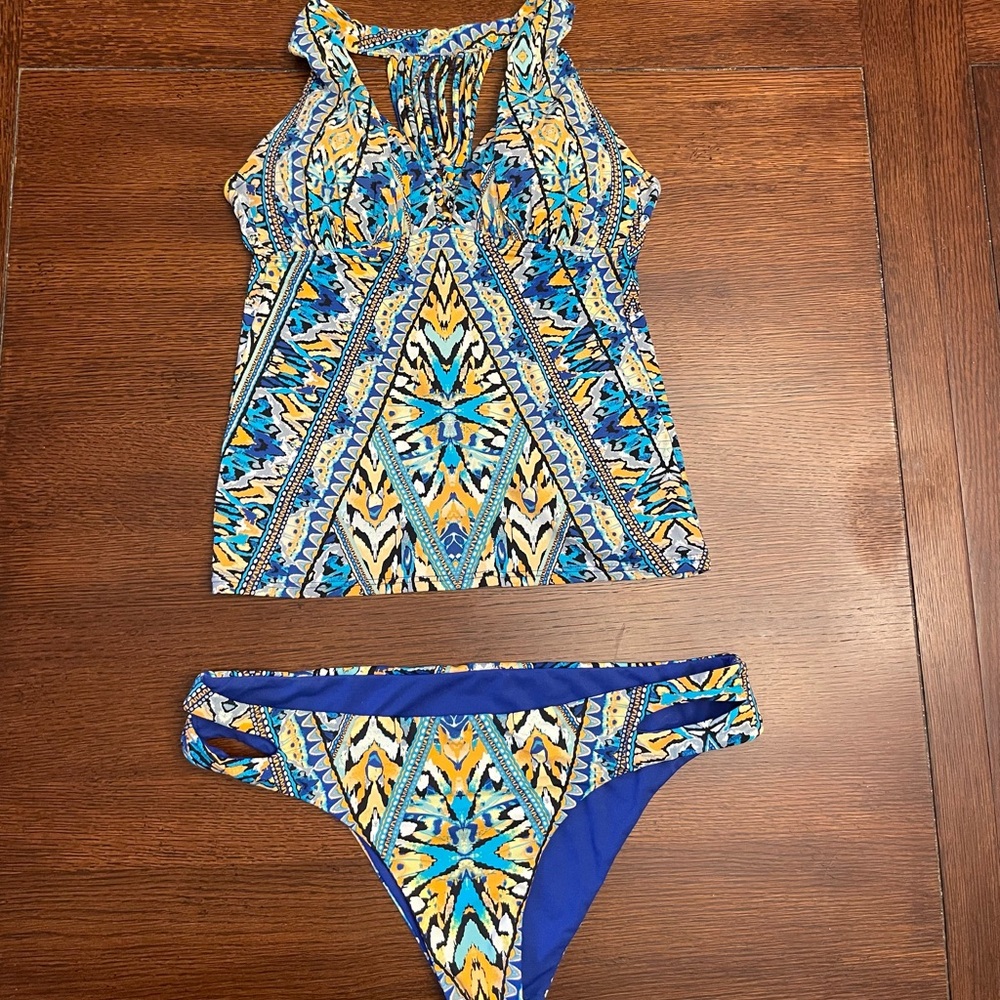 Women’s Swim Set in Blue and Yellow